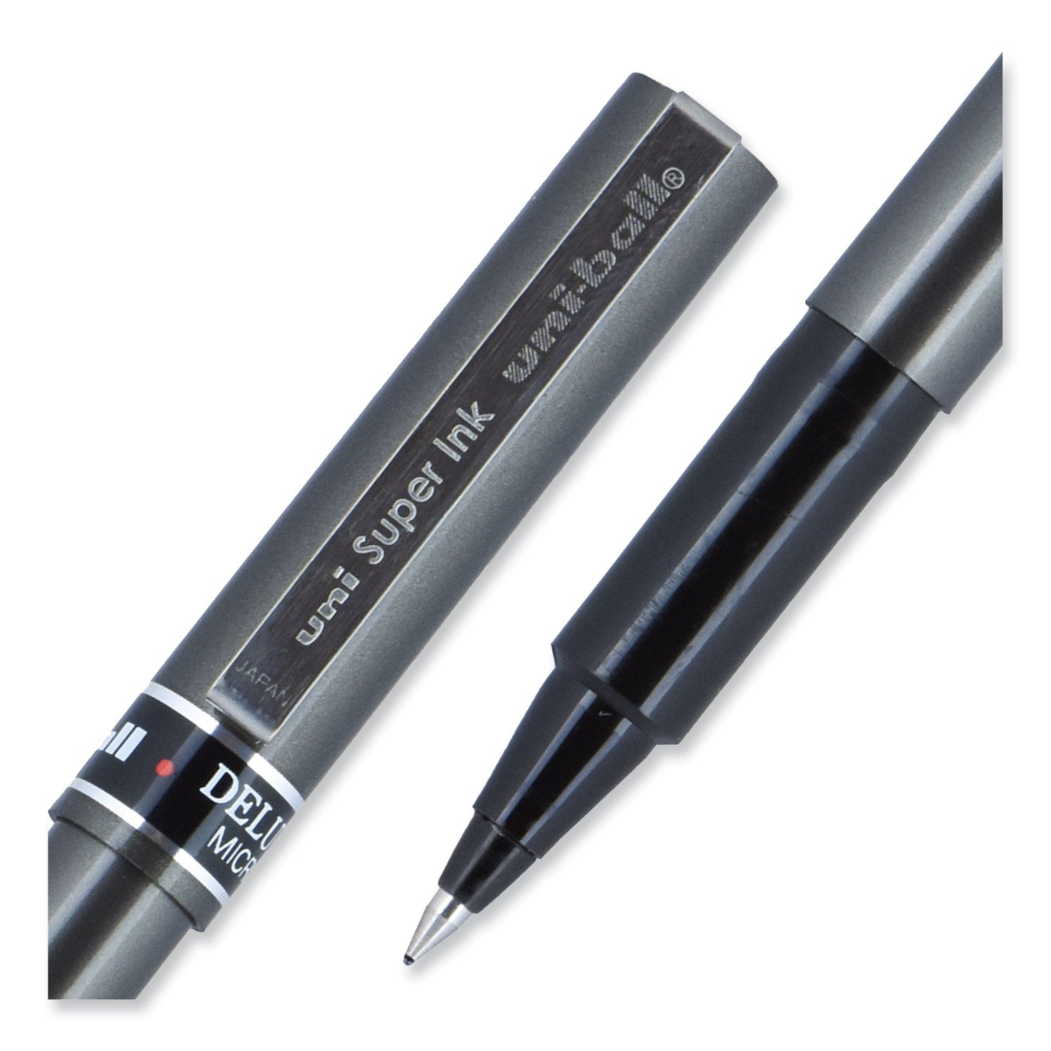 deluxe-roller-ball-pen-stick-extra-fine-05-mm-black-ink-metallic-gray-black-barrel-dozen_ubc60025 - 5