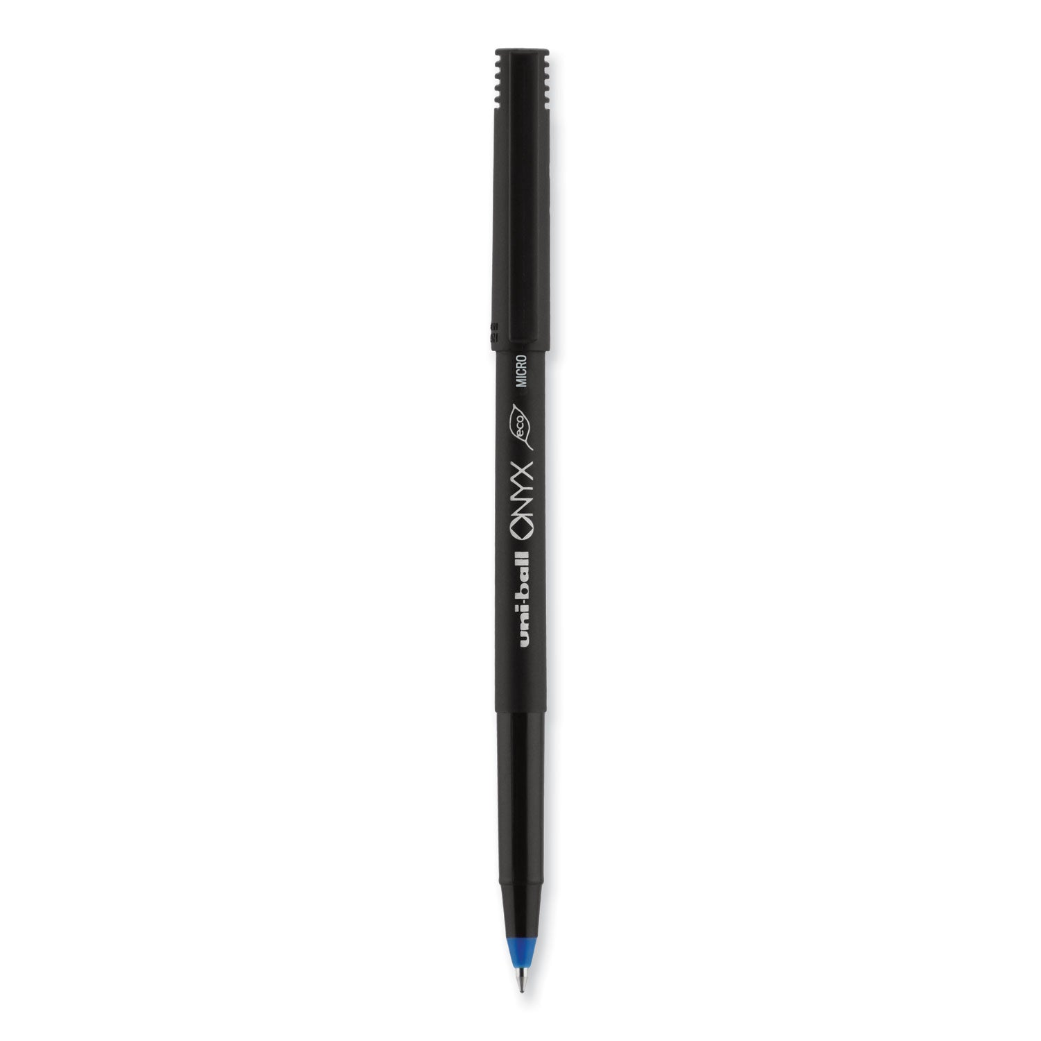 onyx-roller-ball-pen-stick-extra-fine-05-mm-blue-ink-black-blue-barrel-dozen_ubc60041 - 2