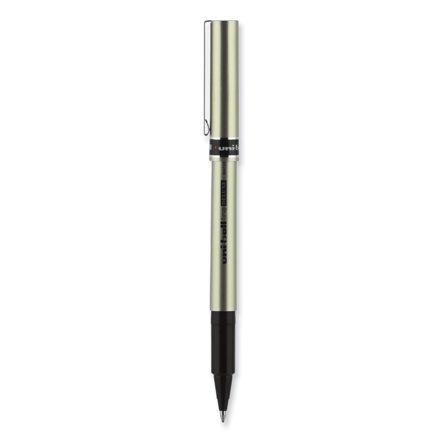 deluxe-roller-ball-pen-stick-fine-07-mm-black-ink-champagne-black-barrel-dozen_ubc60052 - 3