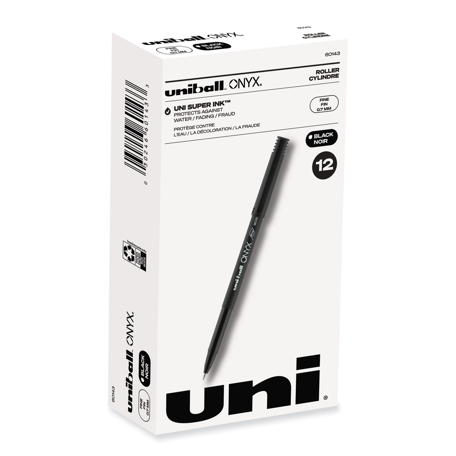 onyx-roller-ball-pen-stick-fine-07-mm-black-ink-black-barrel-dozen_ubc60143 - 1