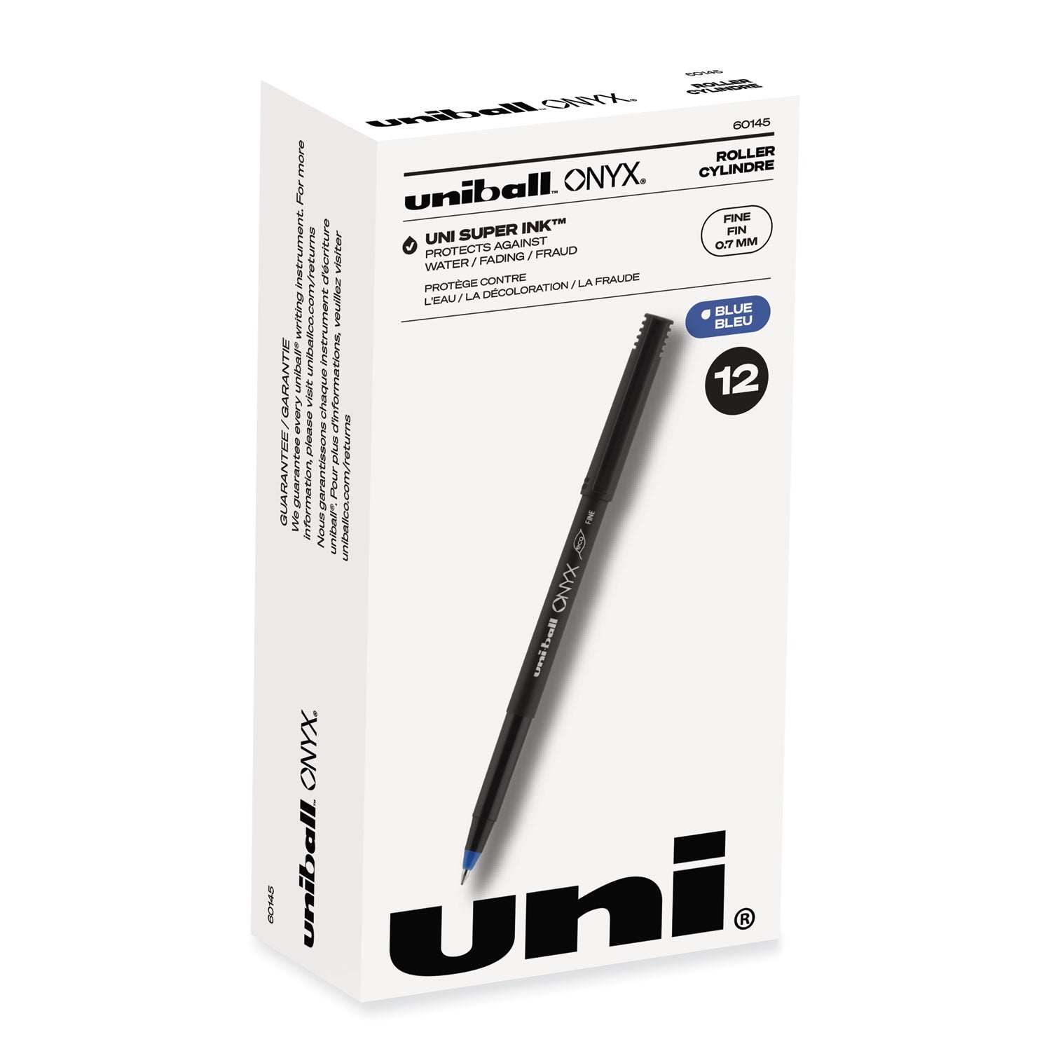 onyx-roller-ball-pen-stick-fine-07-mm-blue-ink-black-blue-barrel-dozen_ubc60145 - 1