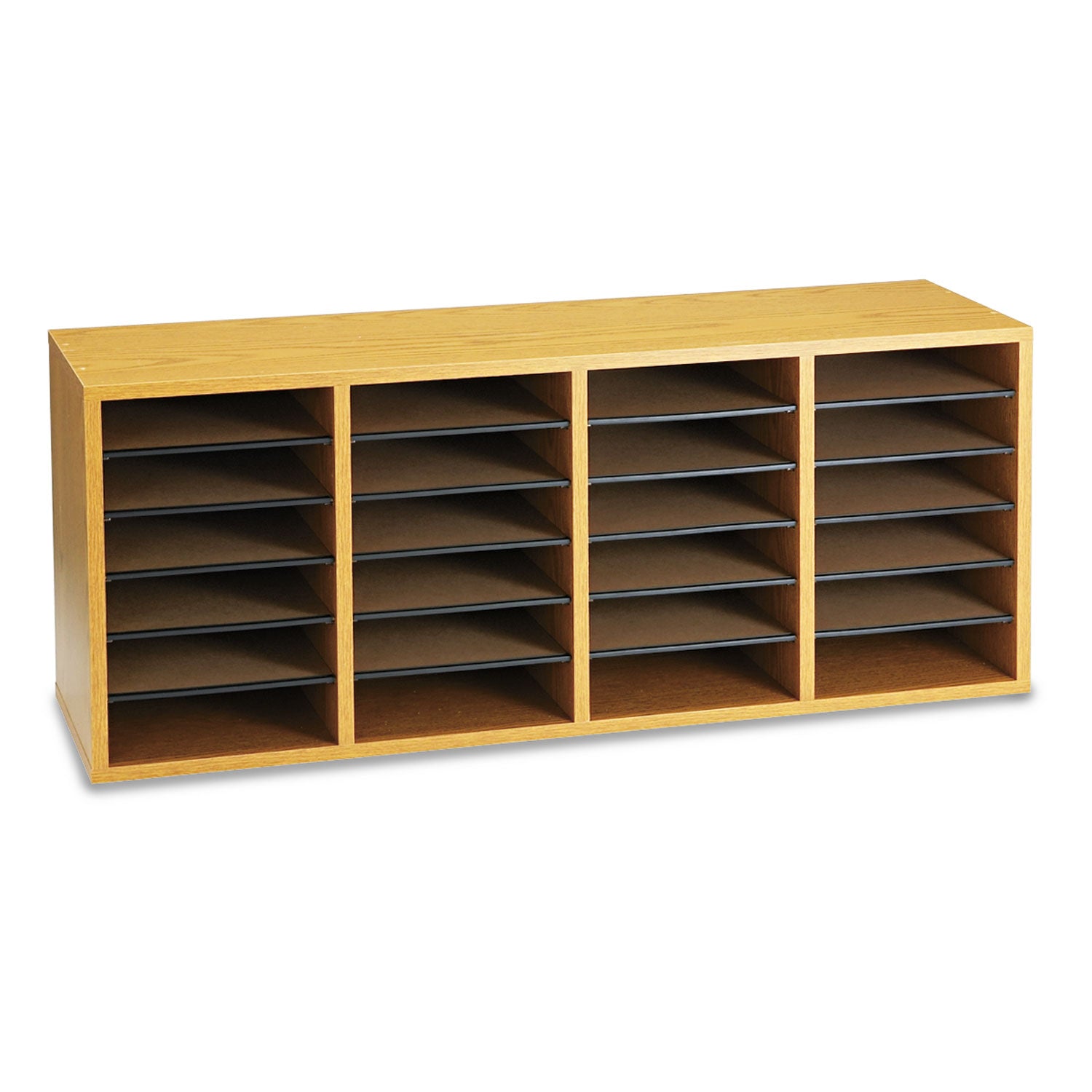 Wood/Laminate Sorter, 24 Compartments, 39.25 x 11.75 x 16.25, Medium Oak - 