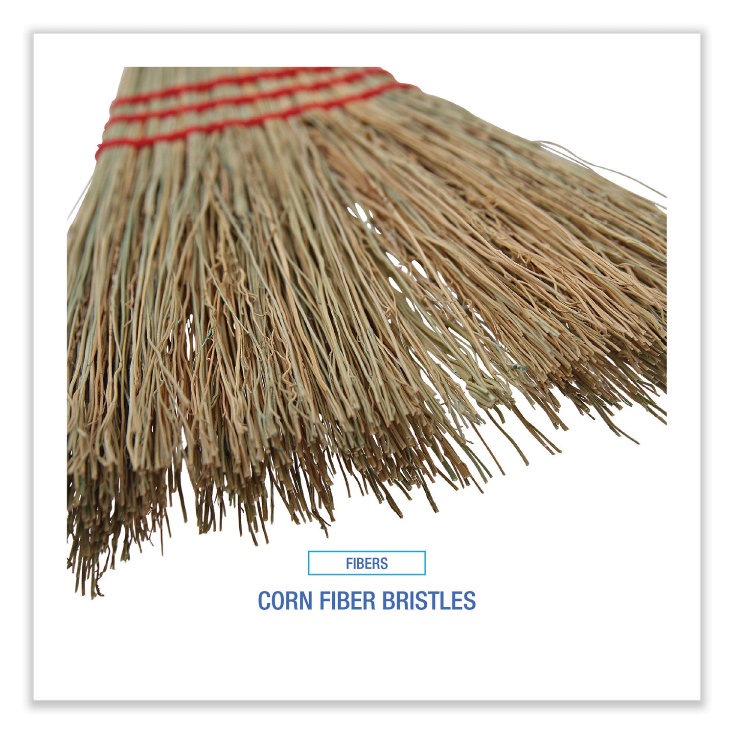 Corn Fiber Lobby/Toy Broom, Corn Fiber Bristles, 39" Overall Length, Red - 