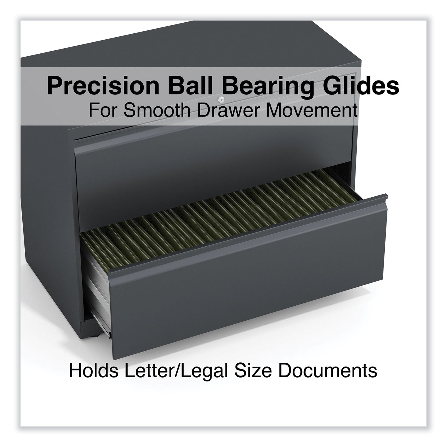 Lateral File, 2 Legal/Letter/A4/A5-Size File Drawers, Charcoal, 36" x 18.63" x 28