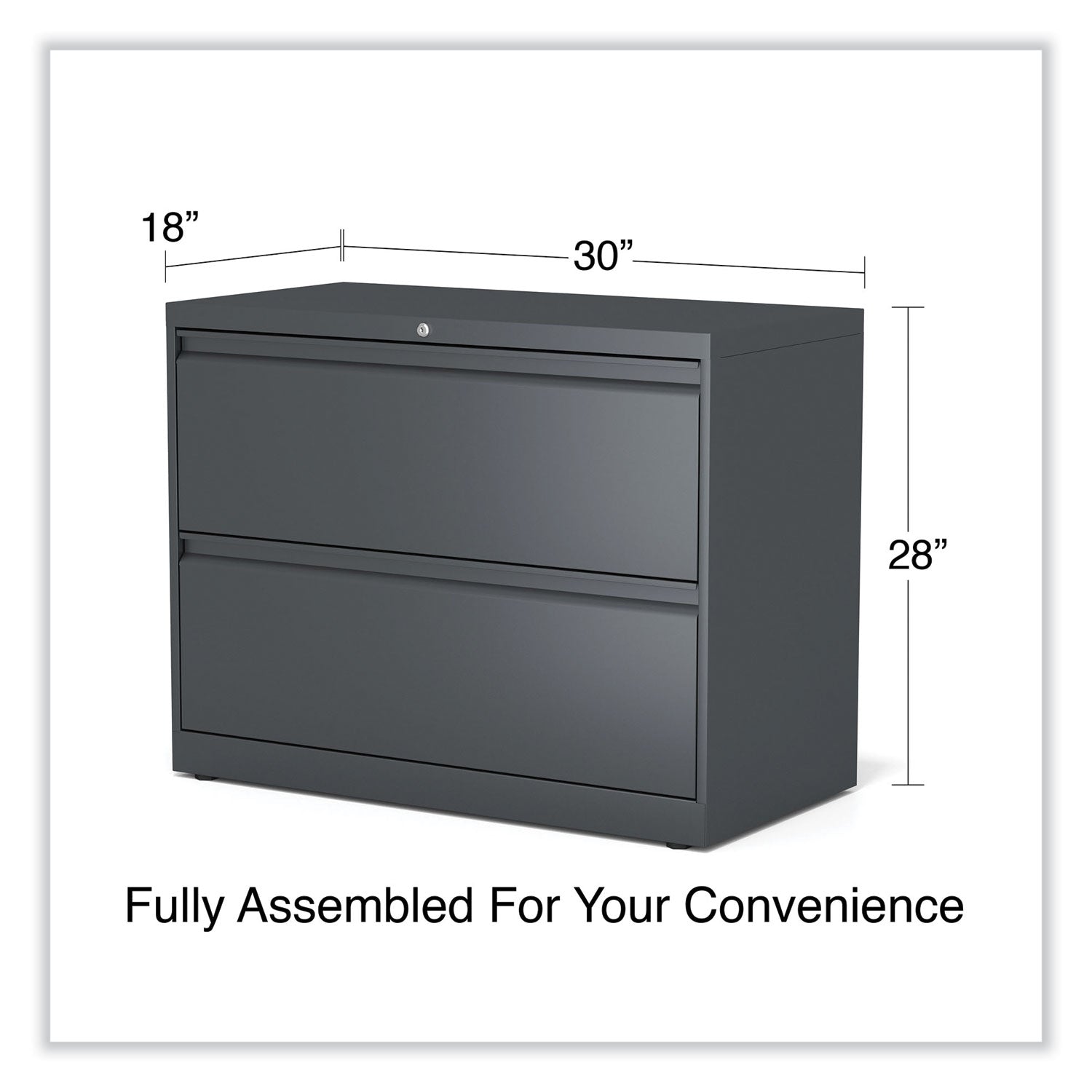 Lateral File, 2 Legal/Letter/A4/A5-Size File Drawers, Charcoal, 36" x 18.63" x 28
