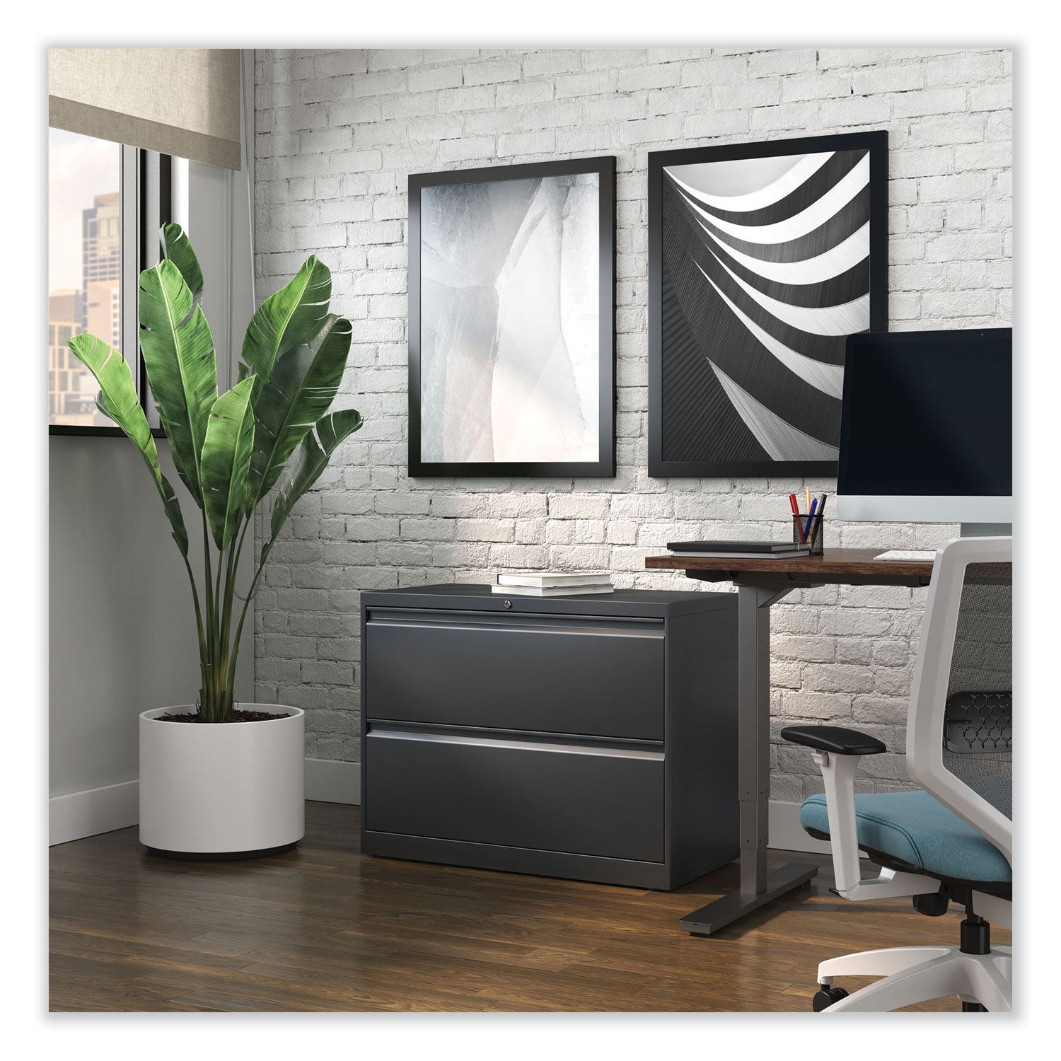 Lateral File, 2 Legal/Letter/A4/A5-Size File Drawers, Charcoal, 36" x 18.63" x 28