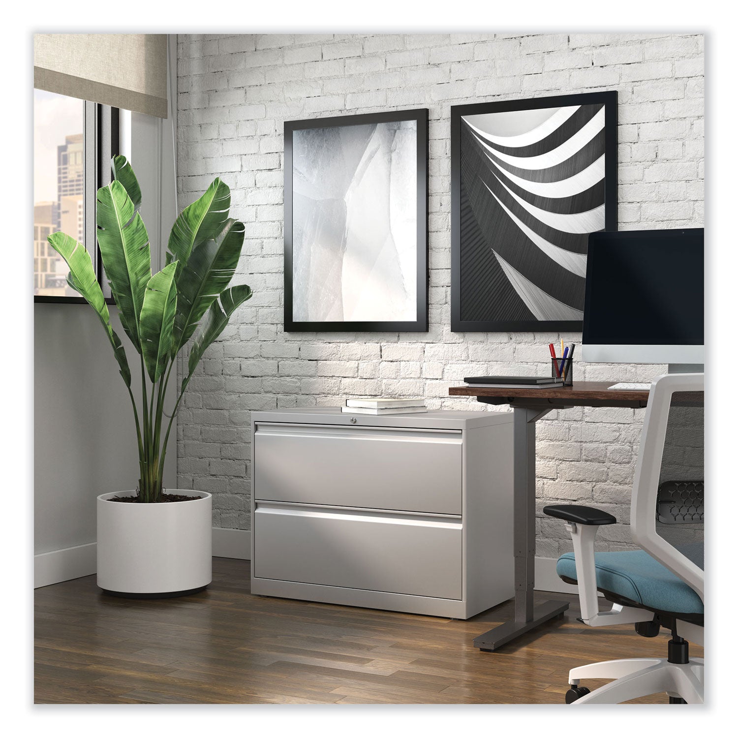 Lateral File, 2 Legal/Letter-Size File Drawers, Light Gray, 36" x 18.63" x 28