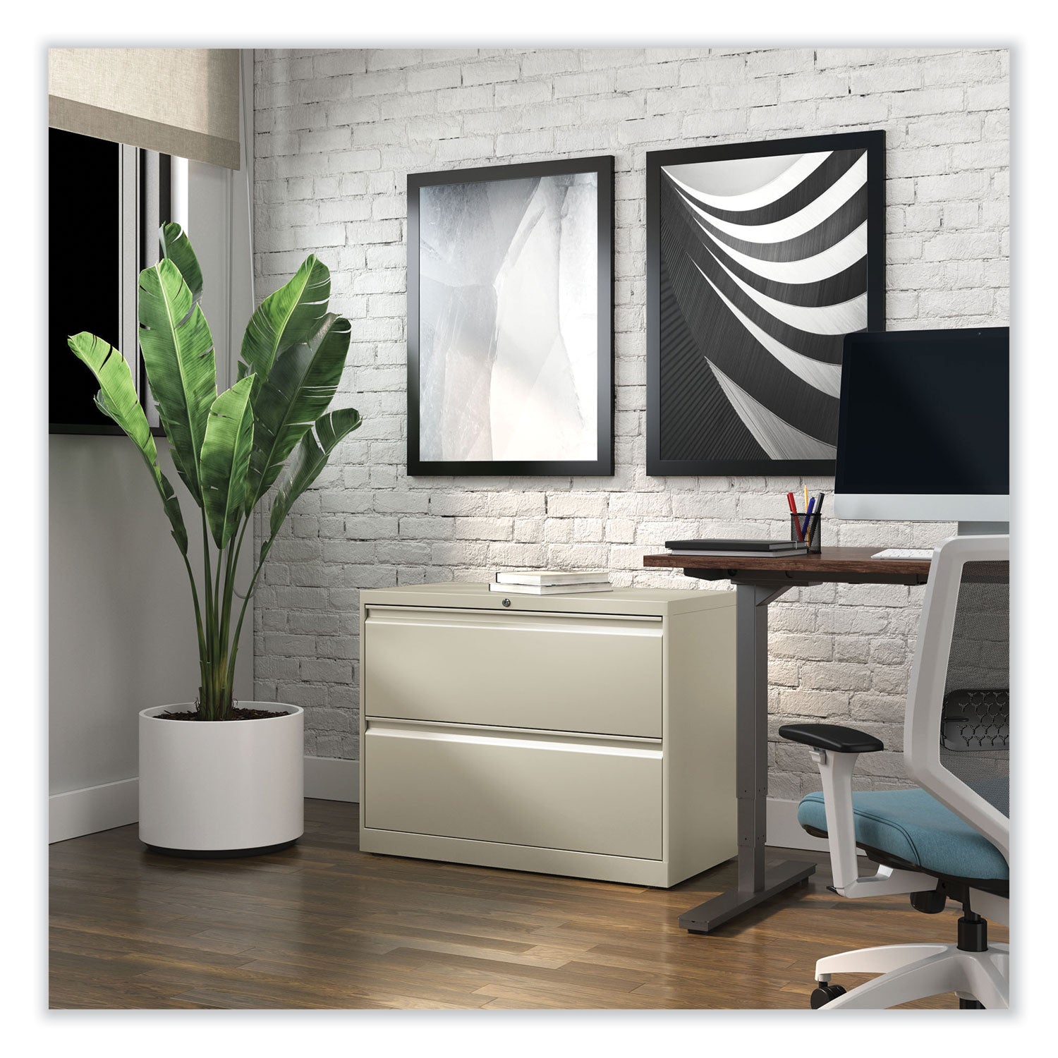 Lateral File, 2 Legal/Letter-Size File Drawers, Putty, 36" x 18.63" x 28
