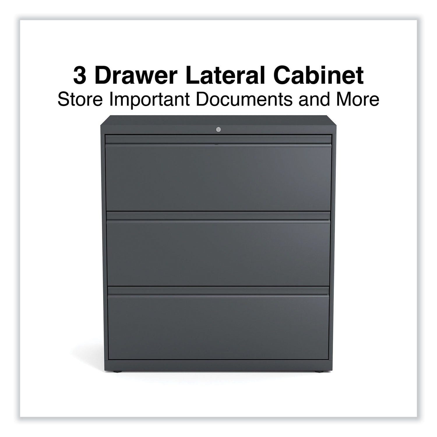 Lateral File, 3 Legal/Letter/A4/A5-Size File Drawers, Charcoal, 36" x 18.63" x 40.25