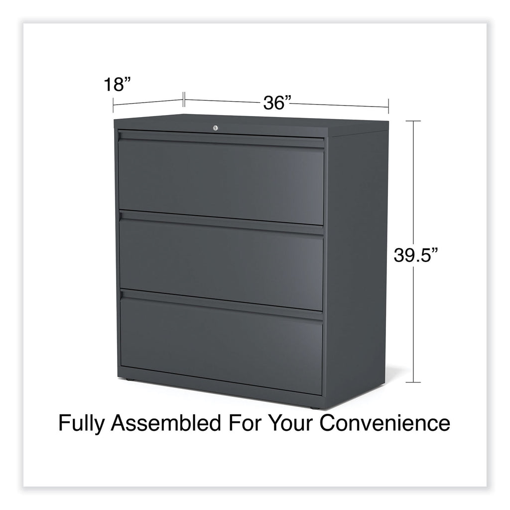 Lateral File, 3 Legal/Letter/A4/A5-Size File Drawers, Charcoal, 36" x 18.63" x 40.25