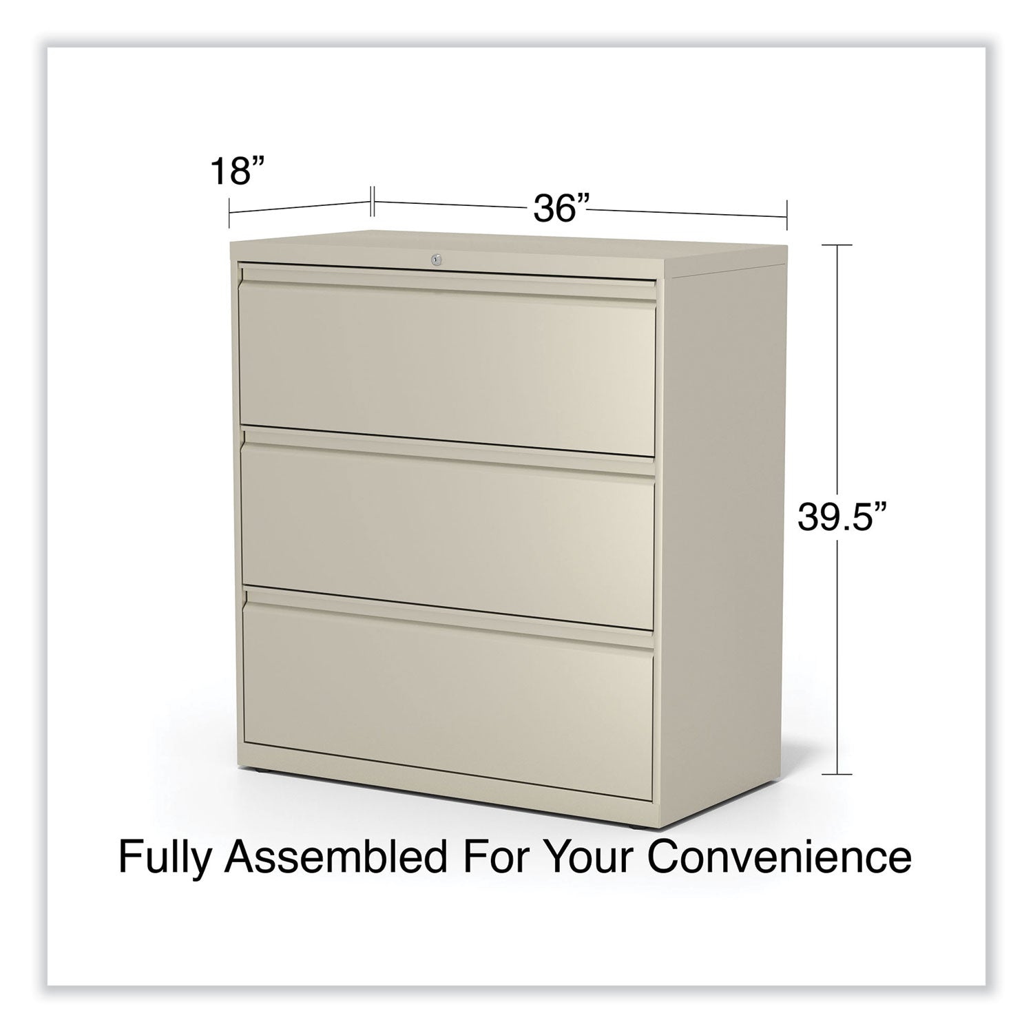 Lateral File, 3 Legal/Letter/A4/A5-Size File Drawers, Putty, 36" x 18.63" x 40.25