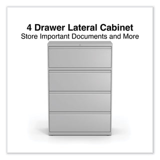 Lateral File, 4 Legal/Letter-Size File Drawers, Light Gray, 36" x 18.63" x 52.5