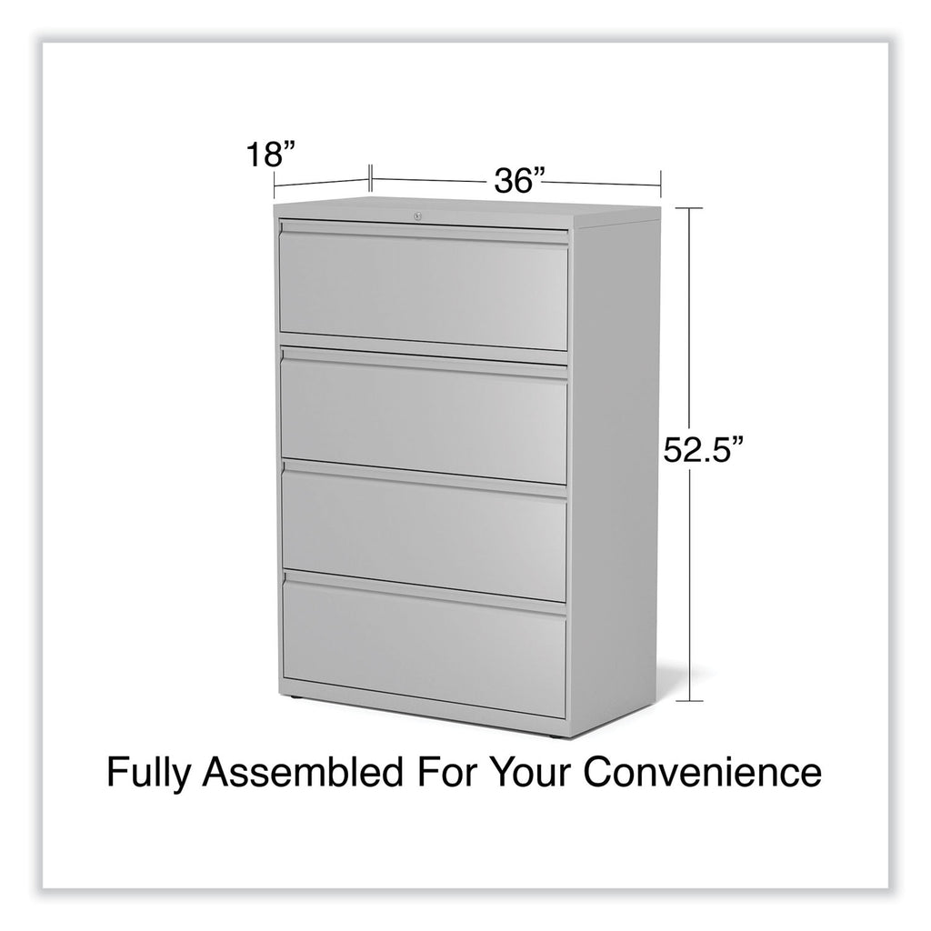 Lateral File, 4 Legal/Letter-Size File Drawers, Light Gray, 36" x 18.63" x 52.5