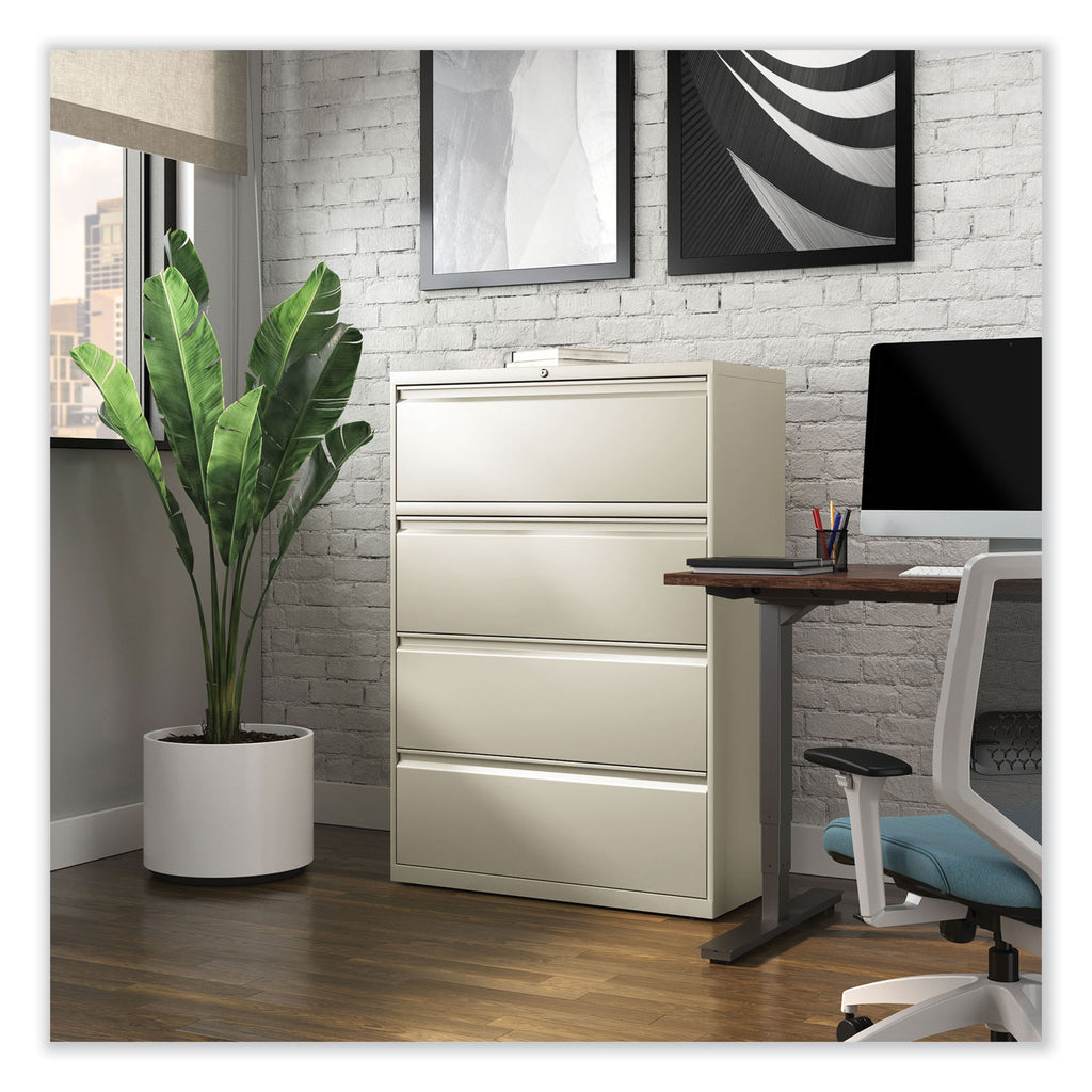 Lateral File, 4 Legal/Letter-Size File Drawers, Putty, 36" x 18.63" x 52.5