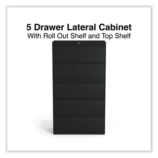 Lateral File, 5 Legal/Letter/A4/A5-Size File Drawers, Black, 36" x 18.63" x 67.63