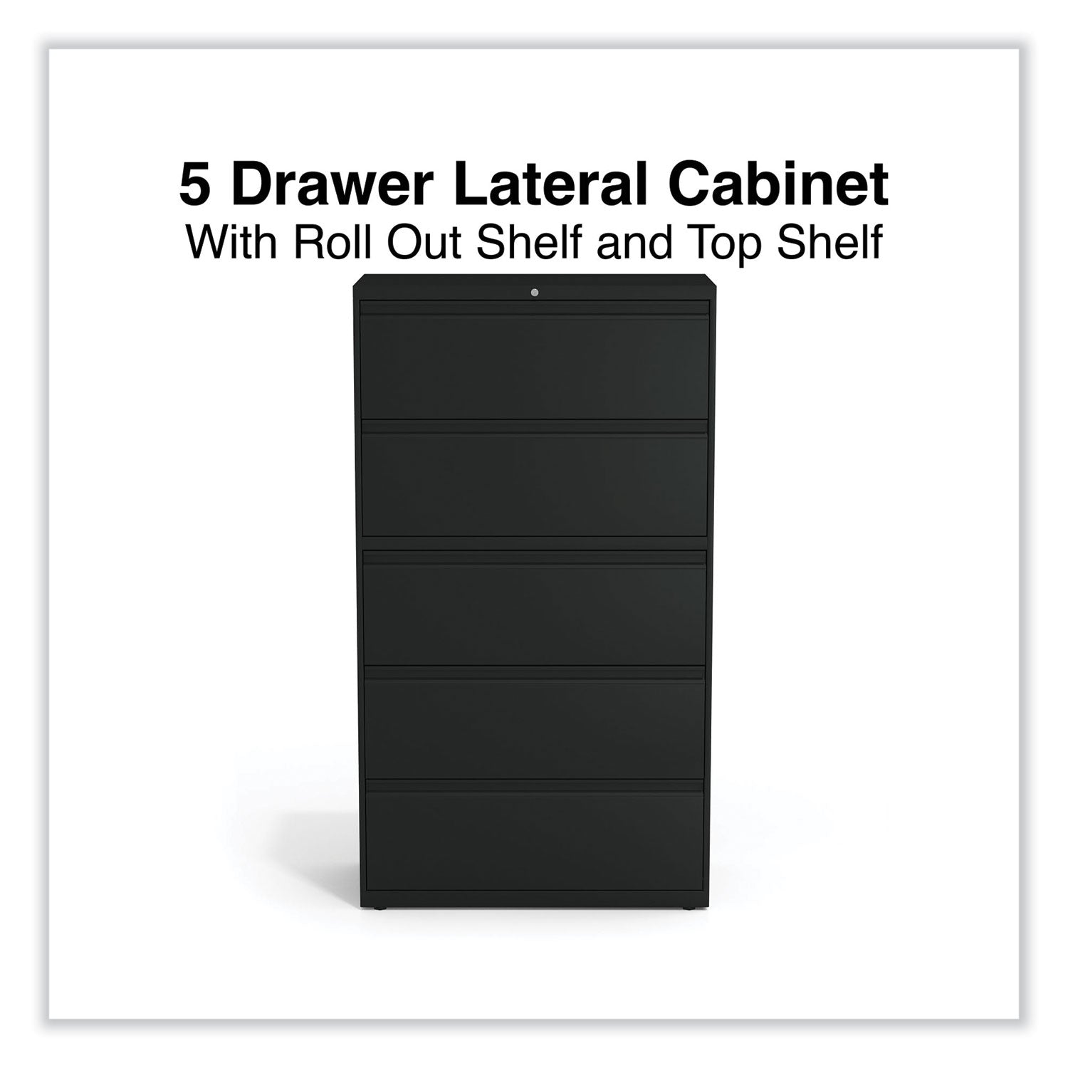 Lateral File, 5 Legal/Letter/A4/A5-Size File Drawers, Black, 36" x 18.63" x 67.63