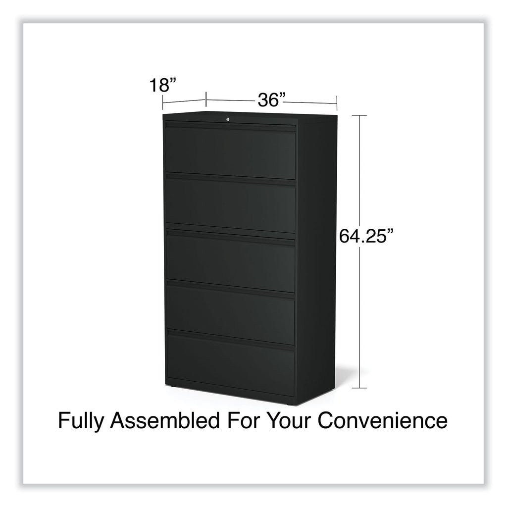 Lateral File, 5 Legal/Letter/A4/A5-Size File Drawers, Black, 36" x 18.63" x 67.63