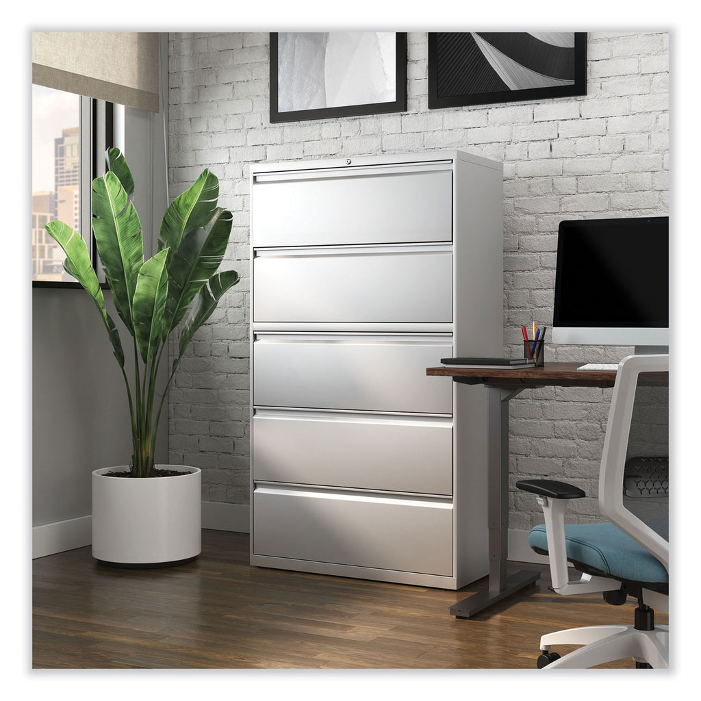 Lateral File, 5 Legal/Letter/A4/A5-Size File Drawers, Light Gray, 36" x 18.63" x 67.63