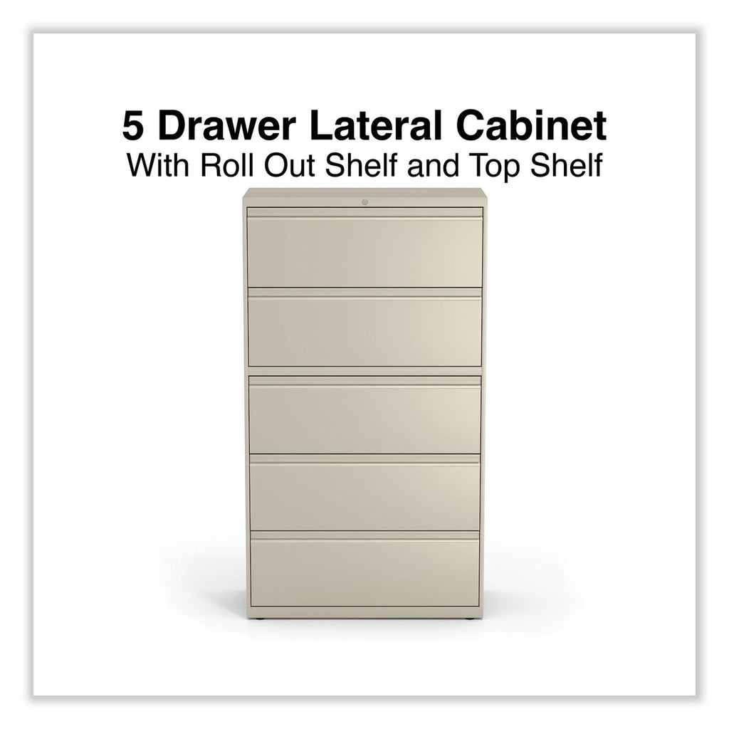 Lateral File, 5 Legal/Letter/A4/A5-Size File Drawers, Putty, 36" x 18.63" x 67.63