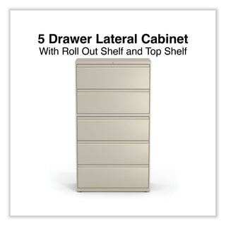 Lateral File, 5 Legal/Letter/A4/A5-Size File Drawers, Putty, 36" x 18.63" x 67.63