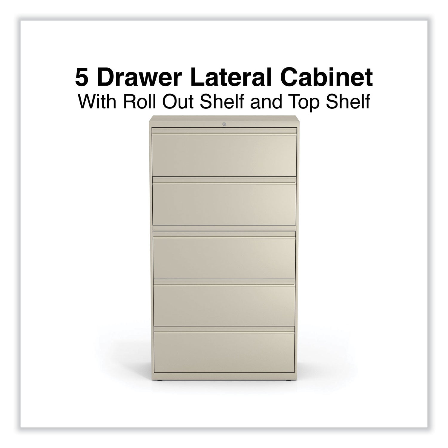 Lateral File, 5 Legal/Letter/A4/A5-Size File Drawers, Putty, 36" x 18.63" x 67.63
