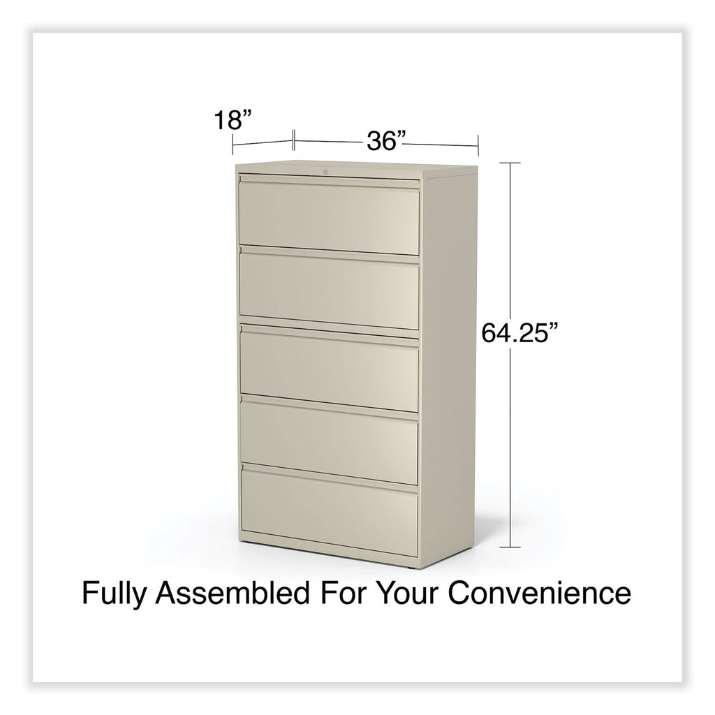 Lateral File, 5 Legal/Letter/A4/A5-Size File Drawers, Putty, 36" x 18.63" x 67.63