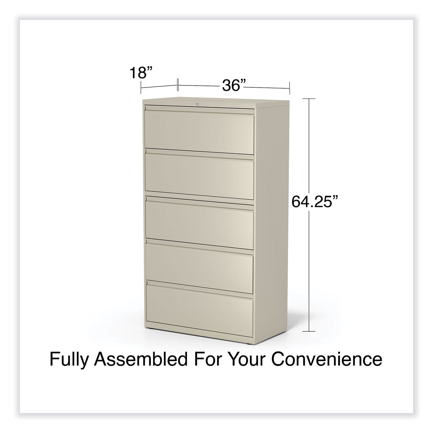 Lateral File, 5 Legal/Letter/A4/A5-Size File Drawers, Putty, 36" x 18.63" x 67.63