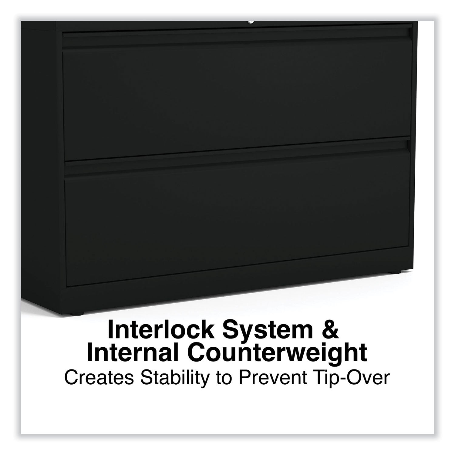 Lateral File, 2 Legal/Letter-Size File Drawers, Black, 42" x 18.63" x 28 - 2
