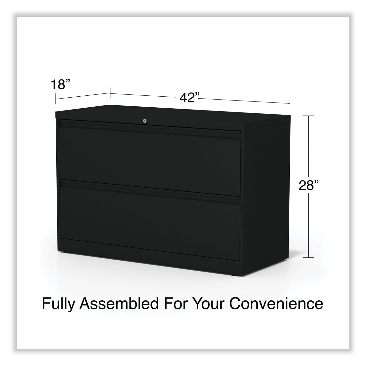Lateral File, 2 Legal/Letter-Size File Drawers, Black, 42" x 18.63" x 28 - 5