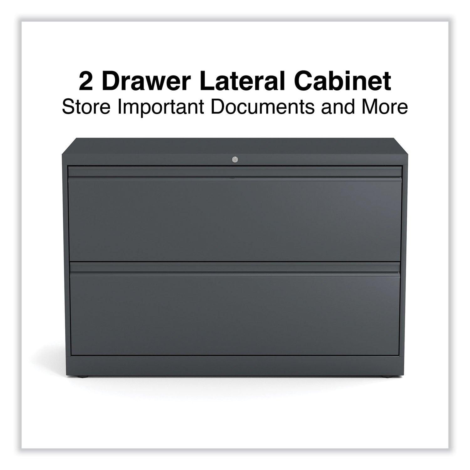 Lateral File, 2 Legal/Letter-Size File Drawers, Charcoal, 42" x 18.63" x 28