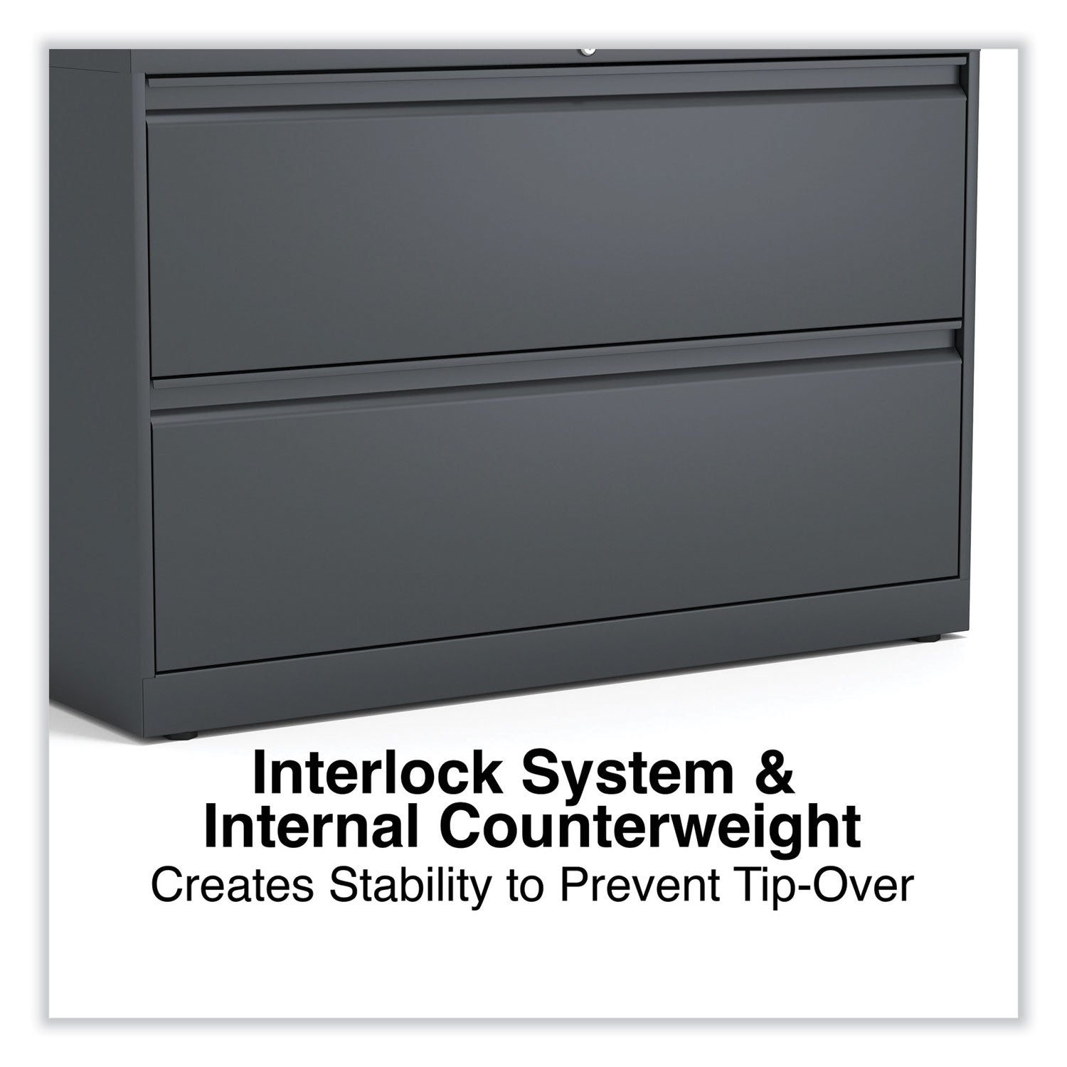 Lateral File, 2 Legal/Letter-Size File Drawers, Charcoal, 42" x 18.63" x 28