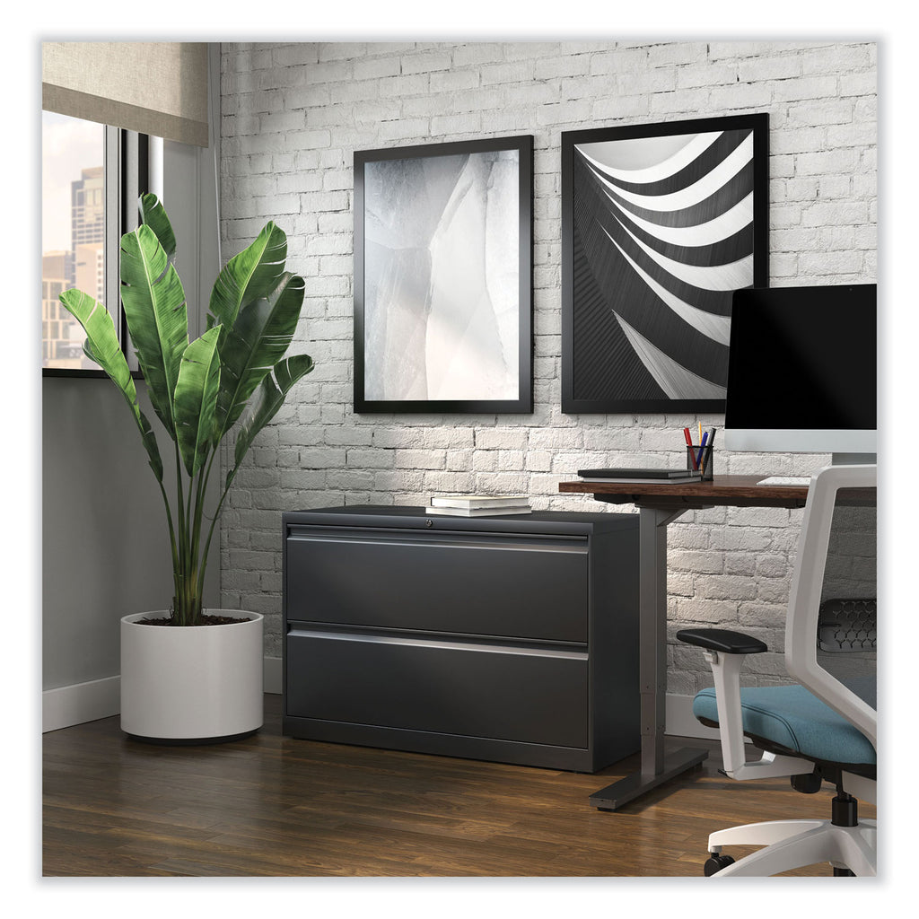 Lateral File, 2 Legal/Letter-Size File Drawers, Charcoal, 42" x 18.63" x 28