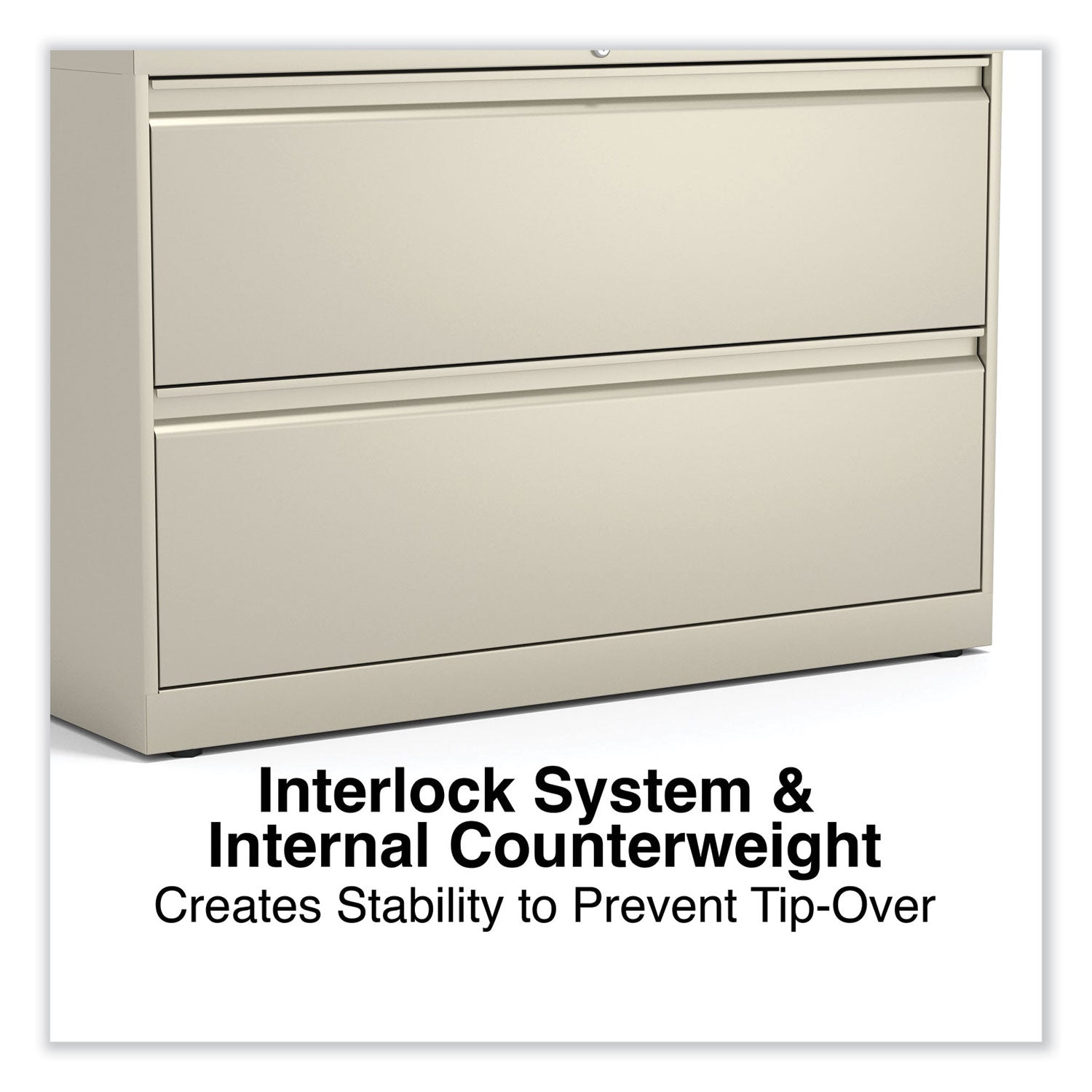 Lateral File, 2 Legal/Letter-Size File Drawers, Putty, 42" x 18.63" x 28