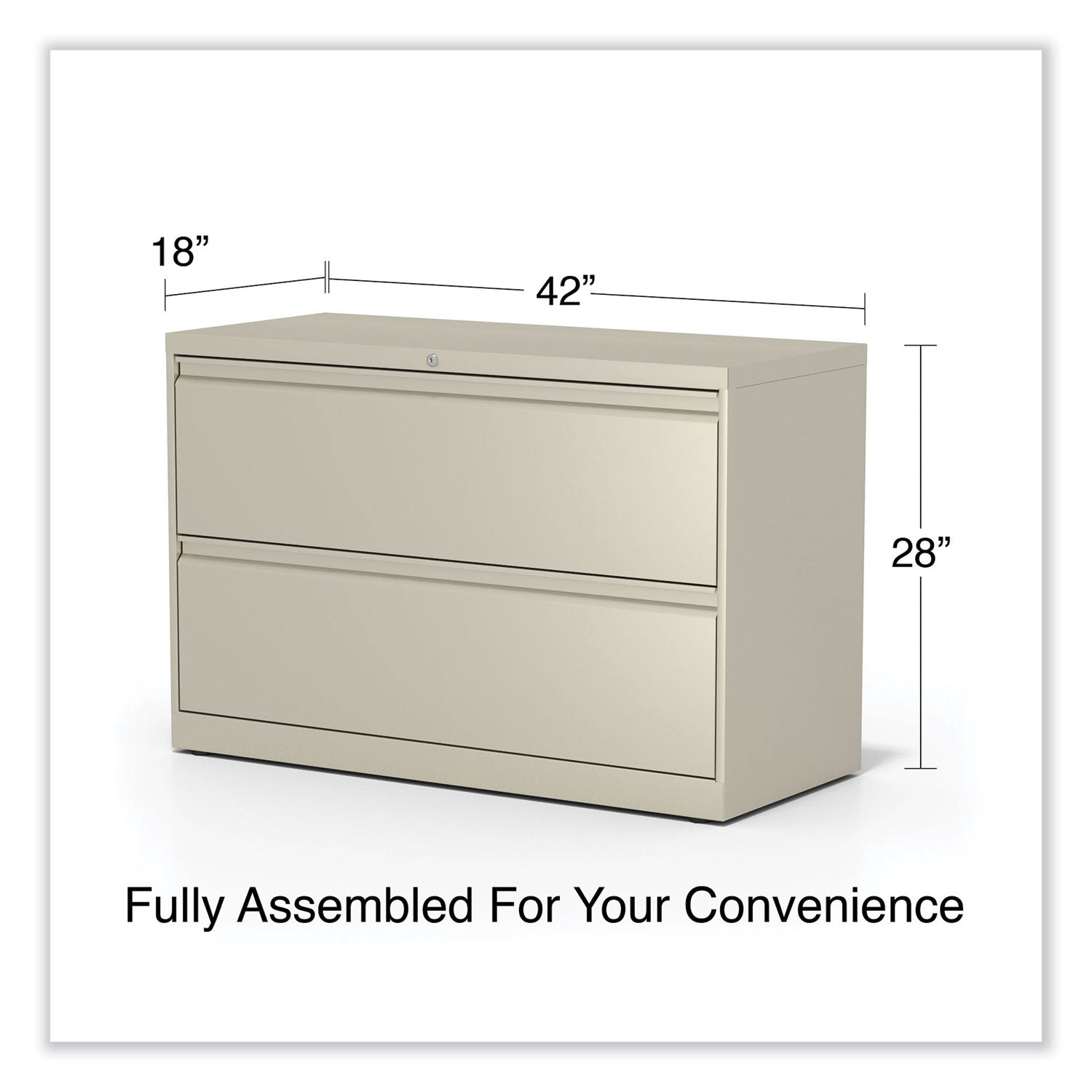 Lateral File, 2 Legal/Letter-Size File Drawers, Putty, 42" x 18.63" x 28