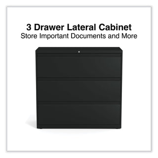 Lateral File, 3 Legal/Letter/A4/A5-Size File Drawers, Black, 42" x 18.63" x 40.25