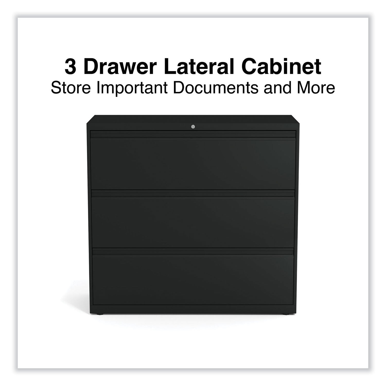 Lateral File, 3 Legal/Letter/A4/A5-Size File Drawers, Black, 42" x 18.63" x 40.25