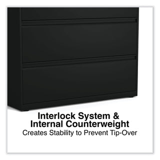 Lateral File, 3 Legal/Letter/A4/A5-Size File Drawers, Black, 42" x 18.63" x 40.25