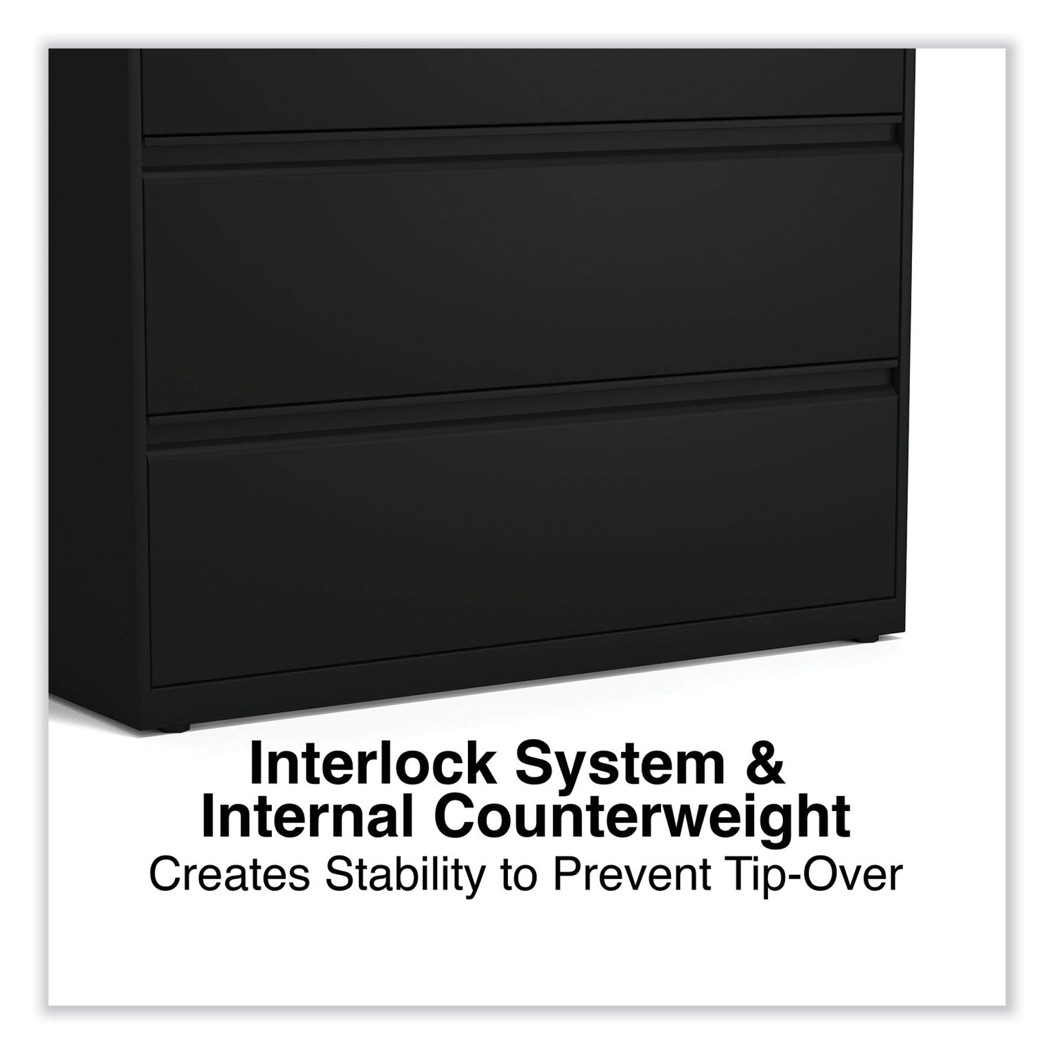 Lateral File, 3 Legal/Letter/A4/A5-Size File Drawers, Black, 42" x 18.63" x 40.25