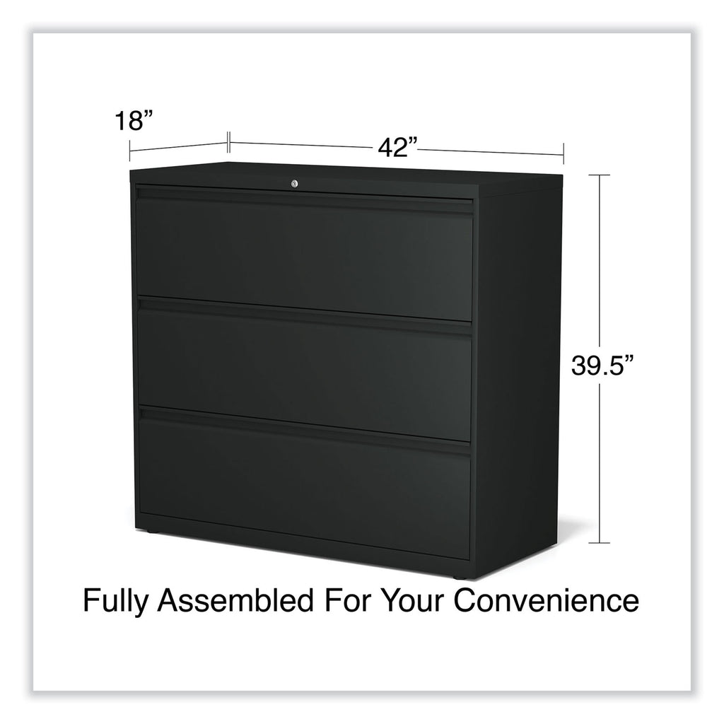 Lateral File, 3 Legal/Letter/A4/A5-Size File Drawers, Black, 42" x 18.63" x 40.25