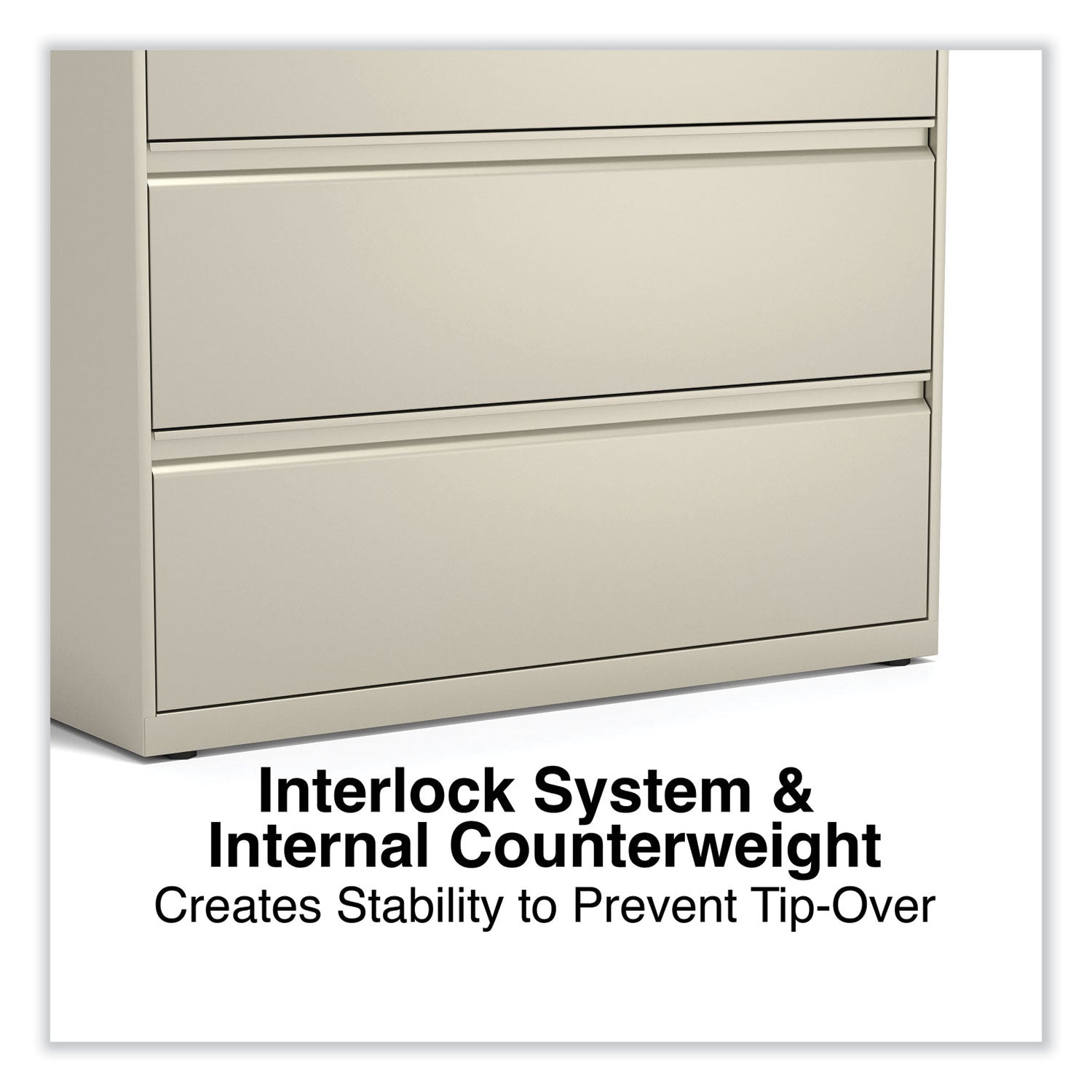 Lateral File, 3 Legal/Letter/A4/A5-Size File Drawers, Putty, 42" x 18.63" x 40.25