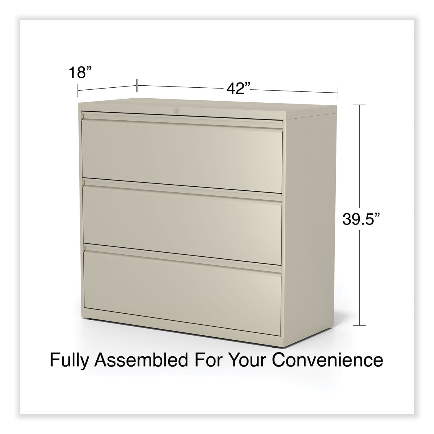 Lateral File, 3 Legal/Letter/A4/A5-Size File Drawers, Putty, 42" x 18.63" x 40.25