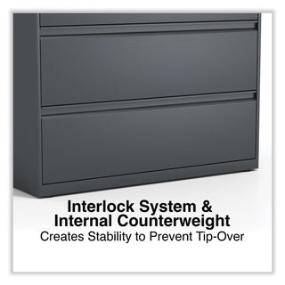 Lateral File, 4 Legal/Letter/A4/A5-Size File Drawers, Charcoal, 42" x 18.63" x 52.5