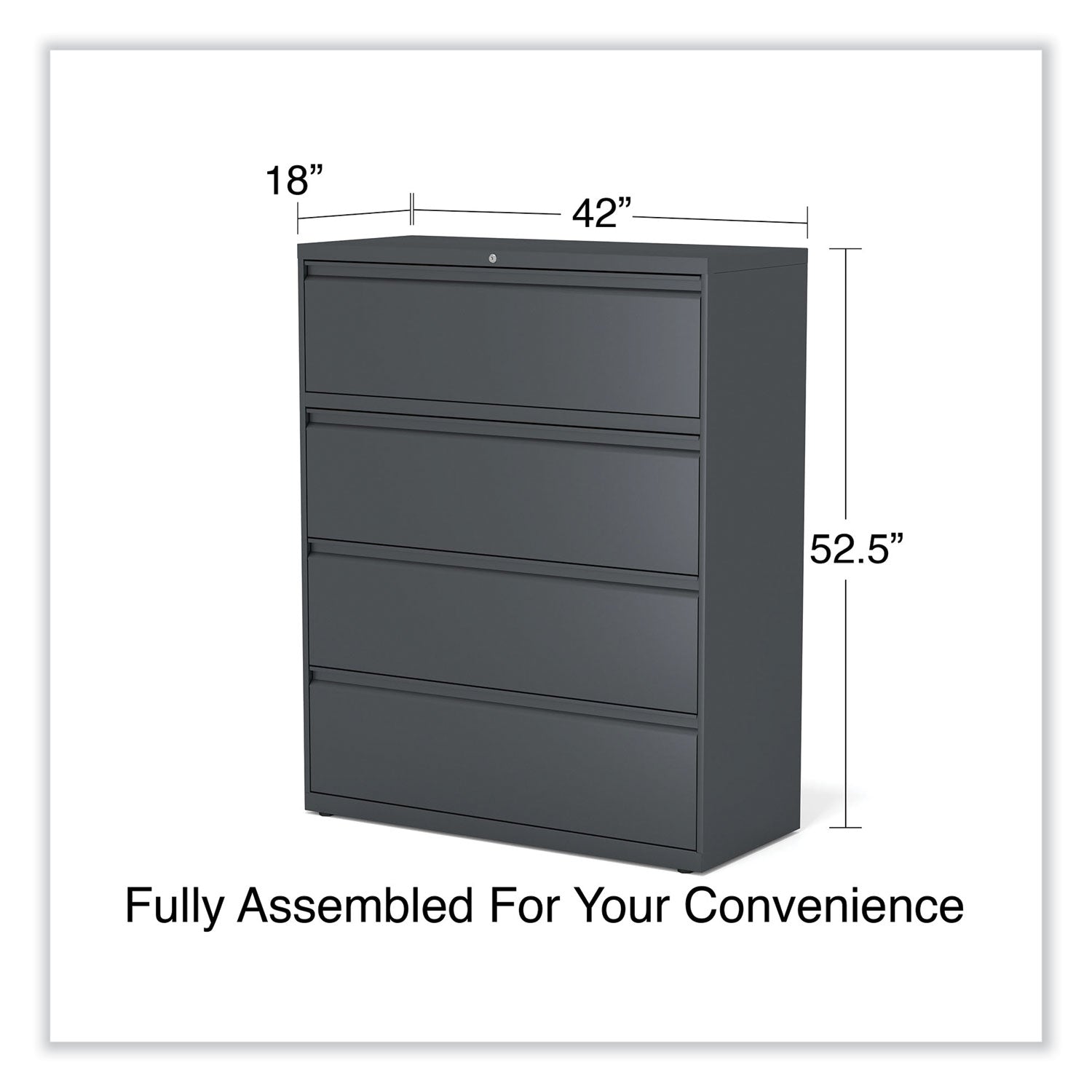 Lateral File, 4 Legal/Letter/A4/A5-Size File Drawers, Charcoal, 42" x 18.63" x 52.5