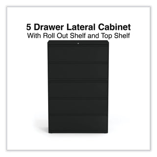 Lateral File, 5 Legal/Letter/A4/A5-Size File Drawers, Black, 42" x 18.63" x 67.63