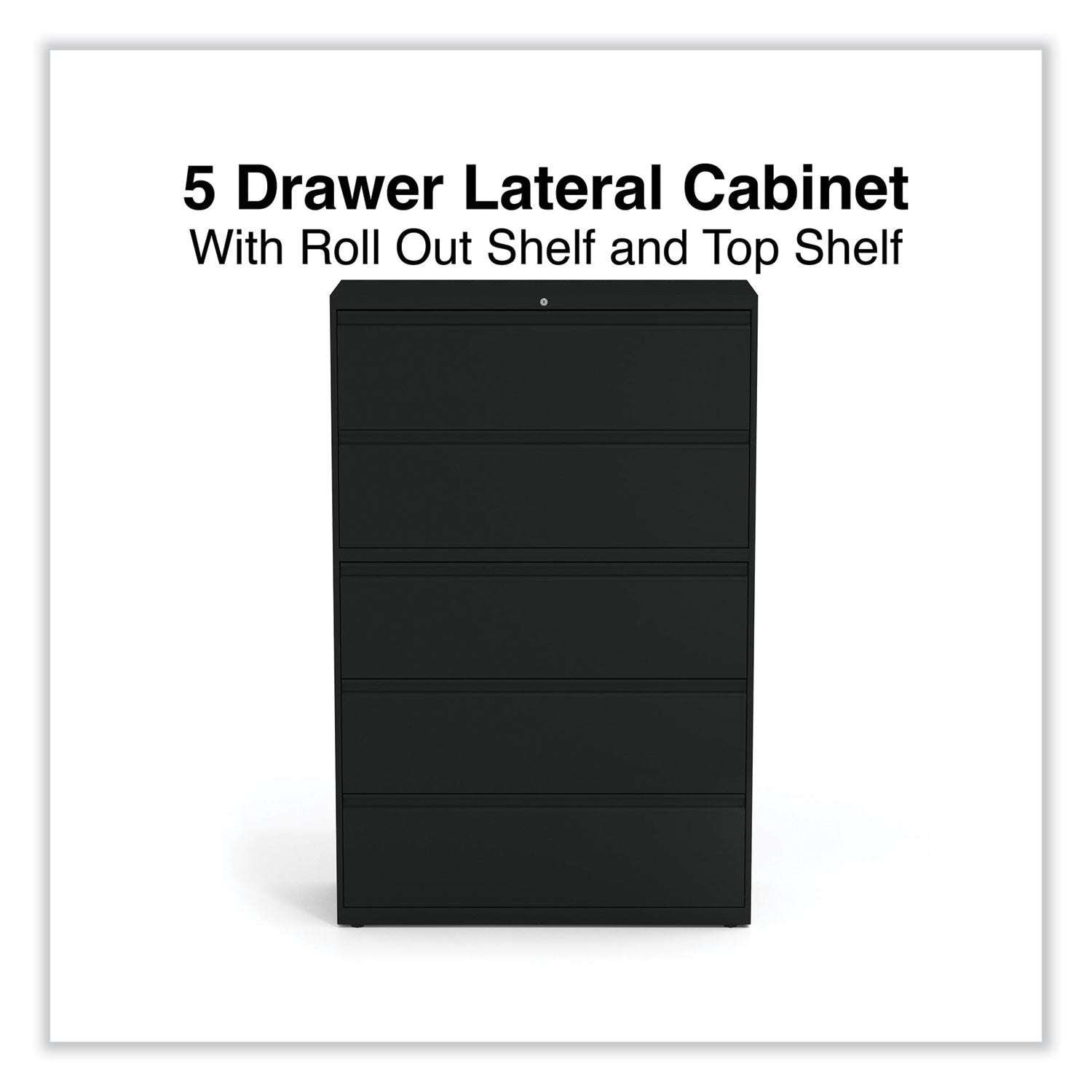 Lateral File, 5 Legal/Letter/A4/A5-Size File Drawers, Black, 42" x 18.63" x 67.63