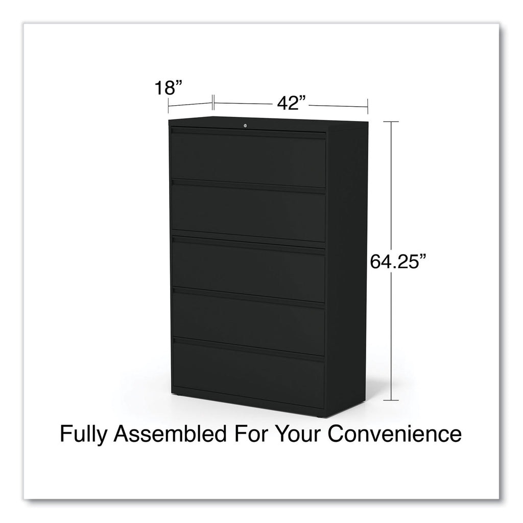Lateral File, 5 Legal/Letter/A4/A5-Size File Drawers, Black, 42" x 18.63" x 67.63