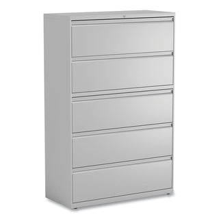 Lateral File, 5 Legal/Letter/A4/A5-Size File Drawers, 1 Roll-Out Posting Shelf, Light Gray, 42" x 18.63" x 67.63