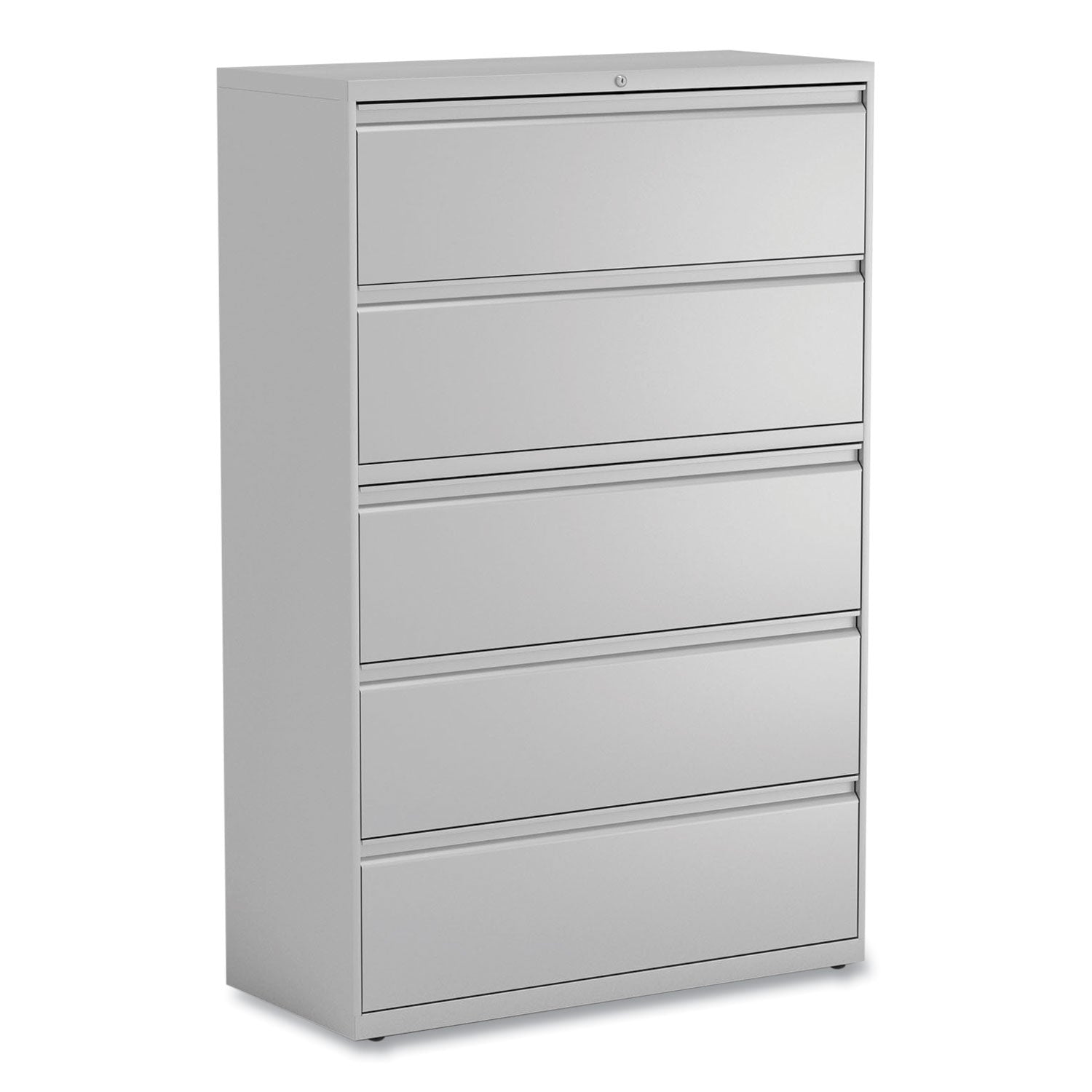 Lateral File, 5 Legal/Letter/A4/A5-Size File Drawers, 1 Roll-Out Posting Shelf, Light Gray, 42" x 18.63" x 67.63