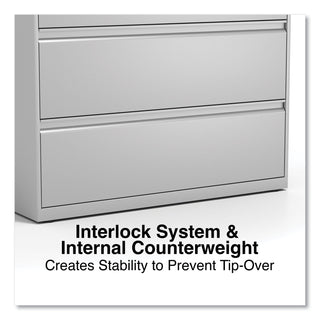 Lateral File, 5 Legal/Letter/A4/A5-Size File Drawers, 1 Roll-Out Posting Shelf, Light Gray, 42" x 18.63" x 67.63