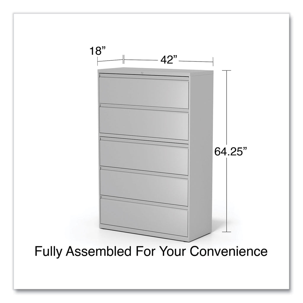 Lateral File, 5 Legal/Letter/A4/A5-Size File Drawers, 1 Roll-Out Posting Shelf, Light Gray, 42" x 18.63" x 67.63